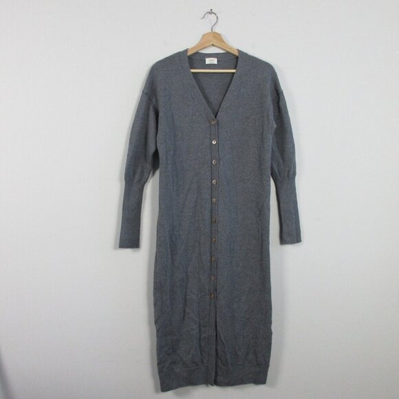 Aritzia Dresses & Skirts - Aritzia Wilfred Utopia Cardigan Merino Wool Sweater Dress Long S Grey Button 576